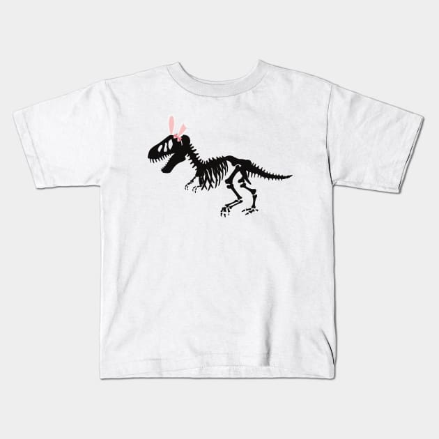 T Rex Fossil with bunny ears Kids T-Shirt by Kristalclick 